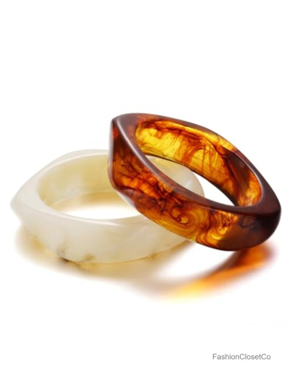 4-Piece Acrylic Resin Bangle Bracelet Set Wide Geometric Irregular Plastic